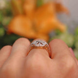 Ellibelle Jewellery Vintage Art Deco Inspired 18ct Gold Platinum Diamond Geometric Cluster Ring