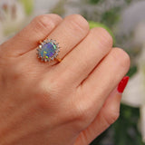 Ellibelle Jewellery Vintage Black Opal & Diamond 18ct Gold Cluster Ring