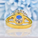 Ellibelle Jewellery Vintage Blue Sapphire & Diamond 18ct Gold Halo Cluster Ring