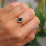 Ellibelle Jewellery Vintage Blue Sapphire & Diamond Gold Cluster Ring (0.82ct)