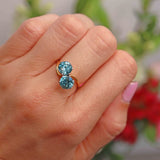 Ellibelle Jewellery Vintage Blue Zircon 18ct Gold Two-Stone Crossover Ring