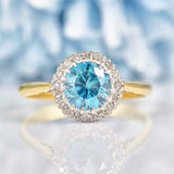 Ellibelle Jewellery Vintage Blue Zircon & Diamond 18ct Gold Cluster Ring