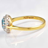 Ellibelle Jewellery Vintage Blue Zircon & Diamond 18ct Gold Cluster Ring