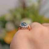 Ellibelle Jewellery Vintage Blue Zircon & Diamond 18ct Gold Platinum Cluster Ring