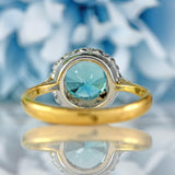 Ellibelle Jewellery Vintage Blue Zircon & Diamond 18ct Gold Platinum Cluster Ring