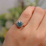 Ellibelle Jewellery Vintage Blue Zircon & Diamond 18ct Gold Platinum Cluster Ring