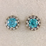 Ellibelle Jewellery Vintage Blue Zircon & Diamond White Gold Cluster Stud Earrings