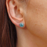 Ellibelle Jewellery Vintage Blue Zircon & Diamond White Gold Cluster Stud Earrings