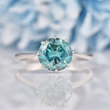 Ellibelle Jewellery Vintage Blue Zircon White Gold Engagement Ring (3.72ct)