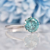 Ellibelle Jewellery Vintage Blue Zircon White Gold Engagement Ring (3.72ct)