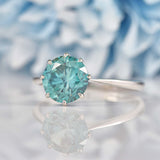 Ellibelle Jewellery Vintage Blue Zircon White Gold Engagement Ring (3.72ct)