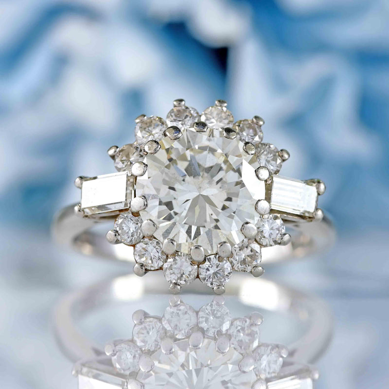 Ellibelle Jewellery Vintage Boodles 2 Carat Diamond Platinum Cluster Engagement Ring (2.54cts)
