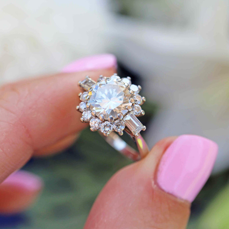 Ellibelle Jewellery Vintage Boodles 2 Carat Diamond Platinum Cluster Engagement Ring (2.54cts)