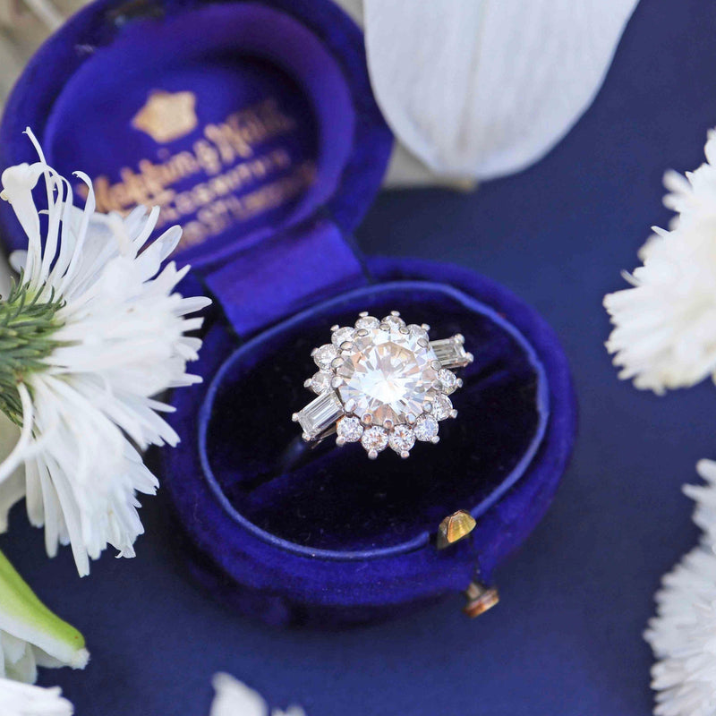 Ellibelle Jewellery Vintage Boodles 2 Carat Diamond Platinum Cluster Engagement Ring (2.54cts)