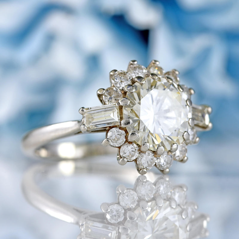 Ellibelle Jewellery Vintage Boodles 2 Carat Diamond Platinum Cluster Engagement Ring (2.54cts)