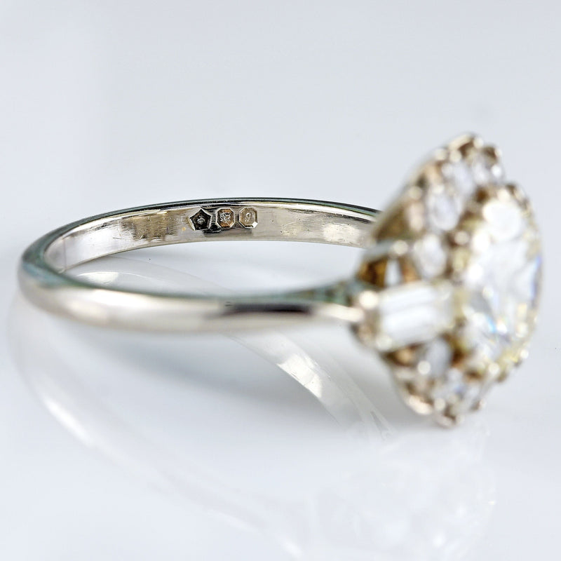 Ellibelle Jewellery Vintage Boodles 2 Carat Diamond Platinum Cluster Engagement Ring (2.54cts)