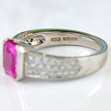 Ellibelle Jewellery Vintage Boodles Pink Sapphire & Diamond Platinum Engagement Ring