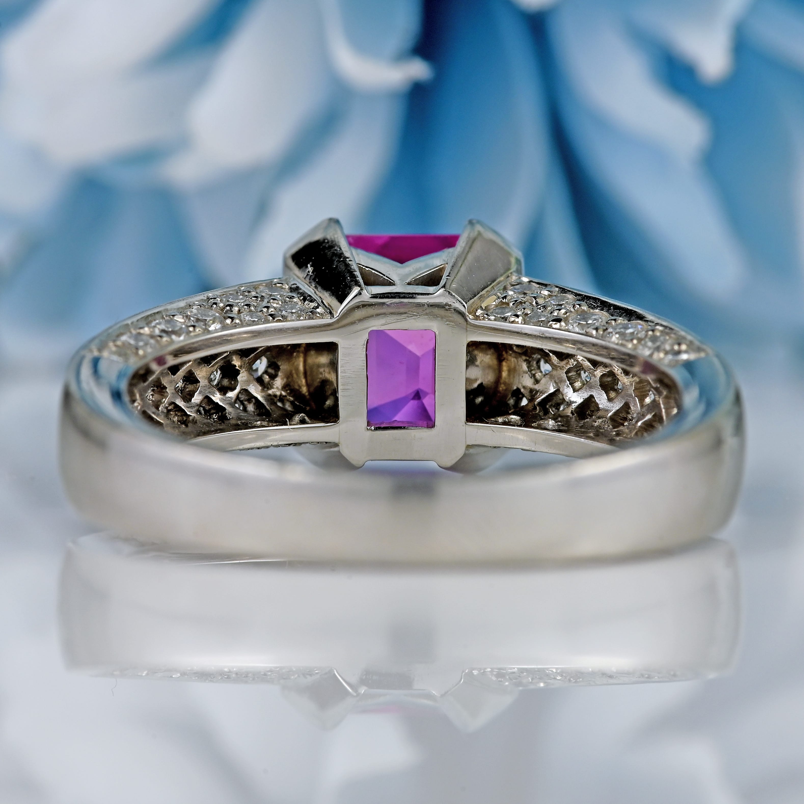 Ellibelle Jewellery Vintage Boodles Pink Sapphire & Diamond Platinum Engagement Ring