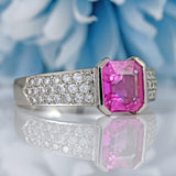 Ellibelle Jewellery Vintage Boodles Pink Sapphire & Diamond Platinum Engagement Ring