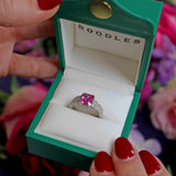 Ellibelle Jewellery Vintage Boodles Pink Sapphire & Diamond Platinum Engagement Ring