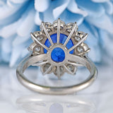 Ellibelle Jewellery Vintage Boodles Unheated 6.43 Carat Sapphire & Diamond Platinum Cluster Ring