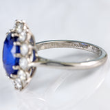 Ellibelle Jewellery Vintage Boodles Unheated 6.43 Carat Sapphire & Diamond Platinum Cluster Ring