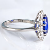 Ellibelle Jewellery Vintage Boodles Unheated 6.43 Carat Sapphire & Diamond Platinum Cluster Ring