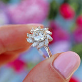 Ellibelle Jewellery Vintage Brilliant & Marquise-Cut Diamond Platinum Cluster Engagement Ring (2.10cts)