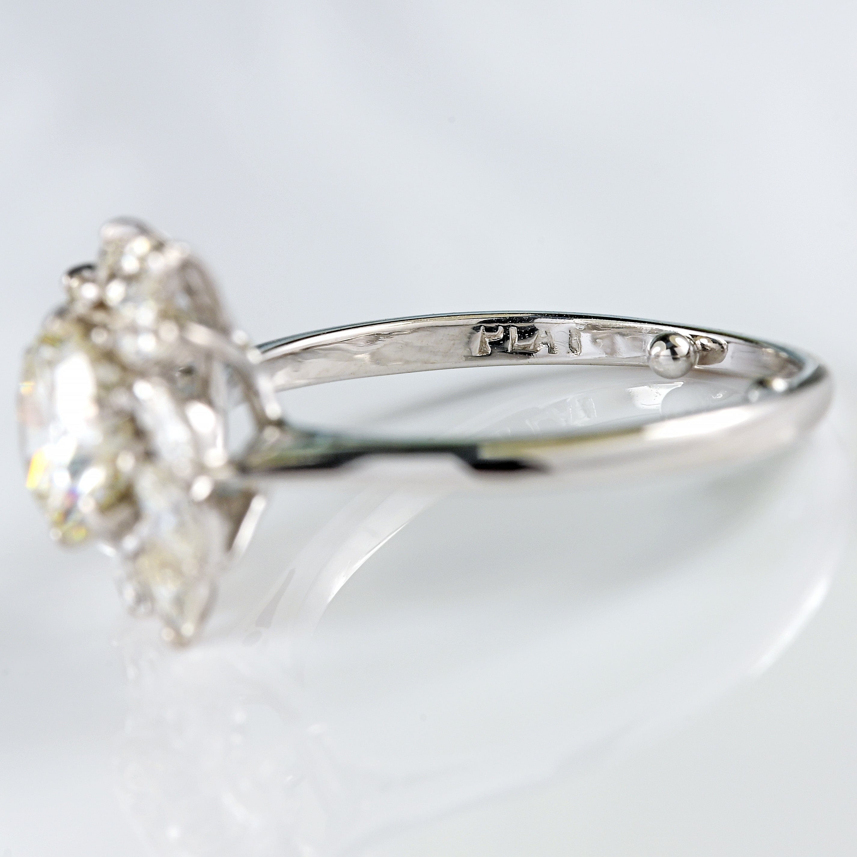 Ellibelle Jewellery Vintage Brilliant & Marquise-Cut Diamond Platinum Cluster Engagement Ring (2.10cts)