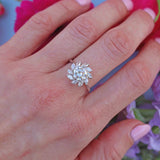 Ellibelle Jewellery Vintage Brilliant & Marquise-Cut Diamond Platinum Cluster Engagement Ring (2.10cts)