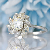 Ellibelle Jewellery Vintage Brilliant & Marquise-Cut Diamond Platinum Cluster Engagement Ring (2.10cts)