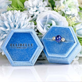 Ellibelle Jewellery Vintage Cabochon Sapphire & Diamond 18ct White Gold Three-Stone Ring