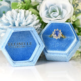 Ellibelle Jewellery Vintage Ceylon Sapphire & Diamond 18ct Gold Cluster Engagement Ring (1.85cts)
