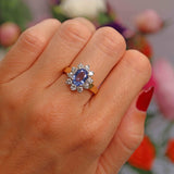 Ellibelle Jewellery Vintage Ceylon Sapphire & Diamond 18ct Gold Cluster Engagement Ring (1.85cts)