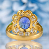 Ellibelle Jewellery Vintage Ceylon Sapphire & Diamond 18ct Gold Cluster Engagement Ring (2.95cts)