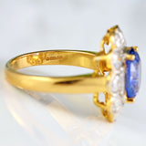 Ellibelle Jewellery Vintage Ceylon Sapphire & Diamond 18ct Gold Cluster Engagement Ring (2.95cts)
