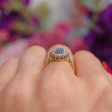 Ellibelle Jewellery Vintage Ceylon Sapphire & Vari-Cut Diamond 18ct Gold Cluster Ring