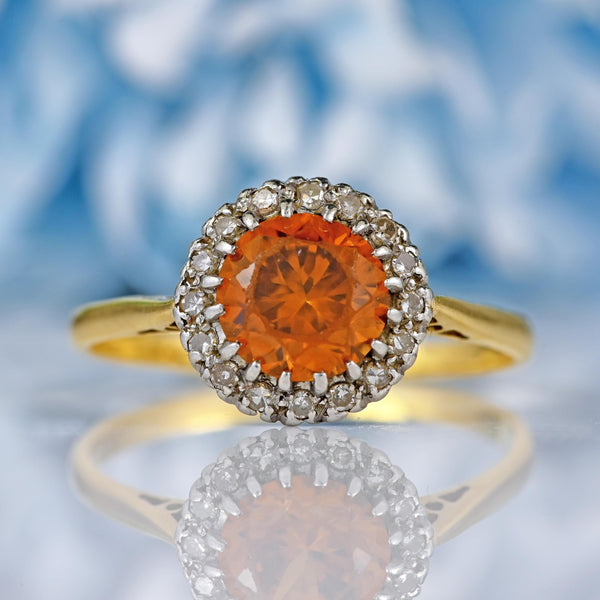 Ellibelle Jewellery Vintage Cognac Zircon & Diamond 18ct Gold Cluster Ring