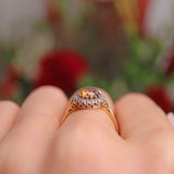 Ellibelle Jewellery Vintage Cognac Zircon & Diamond 18ct Gold Cluster Ring