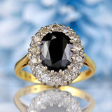 Ellibelle Jewellery Vintage Dark Sapphire & Diamond 18ct Gold Cluster Ring (4.00cts)
