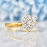 Ellibelle Jewellery Vintage Diamond 18ct Gold Daisy Cluster Engagement Ring (0.75cts)