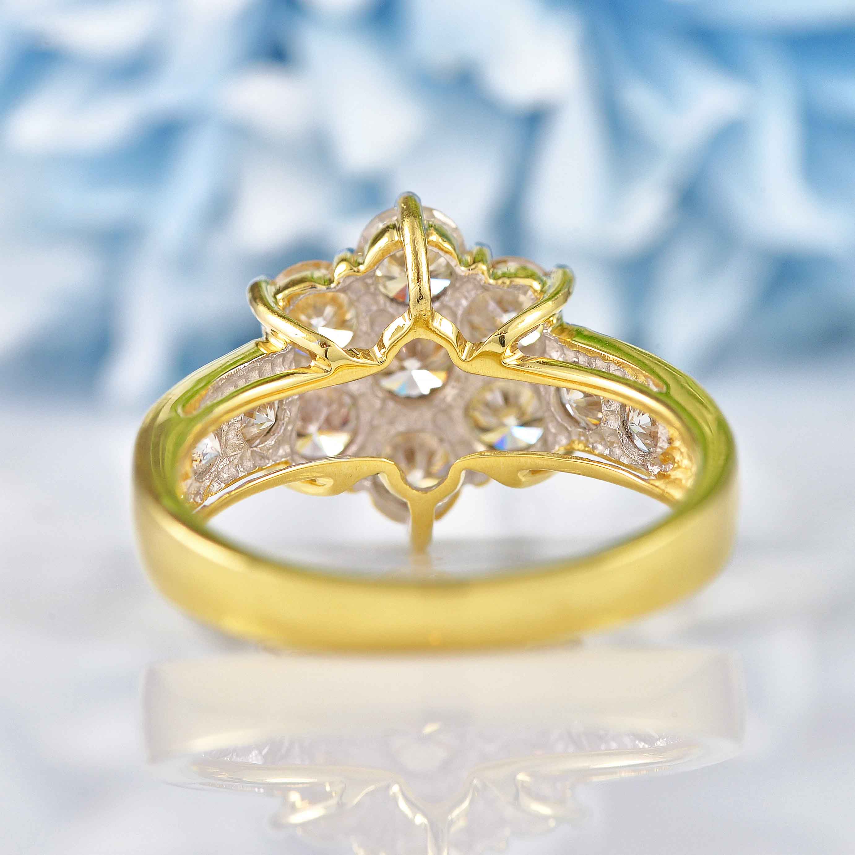 Ellibelle Jewellery Vintage Diamond 18ct Gold Daisy Cluster Engagement Ring (2.00cts)