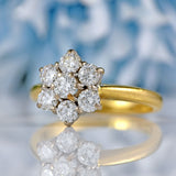 Ellibelle Jewellery Vintage Diamond 18ct Gold Daisy Cluster Ring (1.00ct)