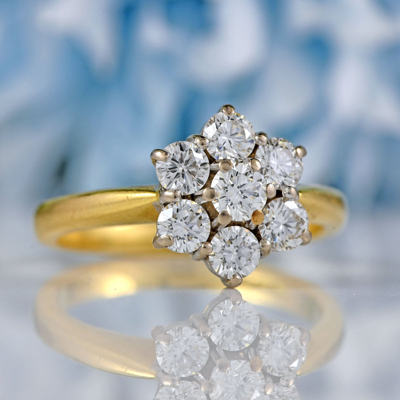 Ellibelle Jewellery Vintage Diamond 18ct Gold Daisy Cluster Ring (1.00ct)