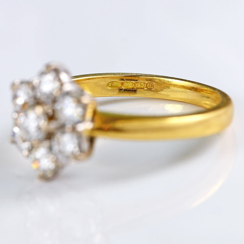 Ellibelle Jewellery Vintage Diamond 18ct Gold Daisy Cluster Ring (1.00ct)