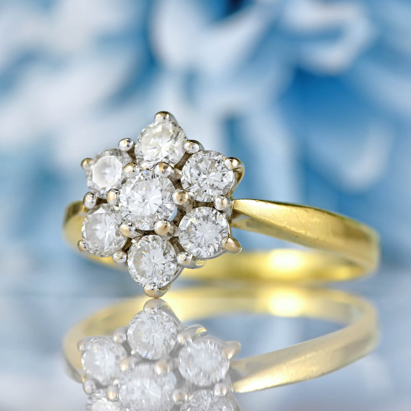 Ellibelle Jewellery Vintage Diamond 18ct Gold Daisy Cluster Ring (1.00ct)