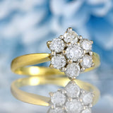 Ellibelle Jewellery Vintage Diamond 18ct Gold Daisy Cluster Ring (1.00ct)