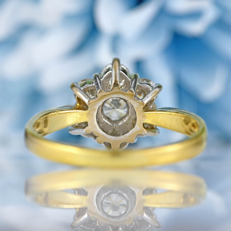 Ellibelle Jewellery Vintage Diamond 18ct Gold Daisy Cluster Ring (1.00ct)