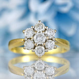 Ellibelle Jewellery Vintage Diamond 18ct Gold Daisy Cluster Ring (1.00ct)