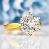 Ellibelle Jewellery Vintage Diamond 18ct Gold Daisy Cluster Ring (1.00ct)